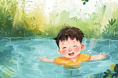 小学生防溺水教育插画
