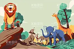 卡通动物背景  - 源文件下载【酷图网】动物背景,动物插图,插图壁纸,卡通背景,野生动物,背景壁纸,卡通动物,动物保护
