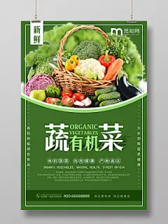 绿色新鲜有机蔬菜宣传海报