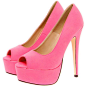 Amalie Neon Pink Peeptoe Platform Heels ($60) ❤ liked on Polyvore