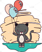 可爱的,动物,猫,氦,气球,地形,性格,愉悦,创造力,幸福