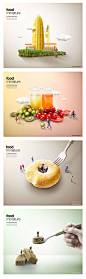 美食餐饮水果 果汁饮料饮品甜点蔬菜创意合成广告PSD海报设计素材