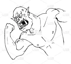 一个愤怒，强壮的兽人战士准备战斗的插图