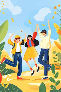 创意奋斗青年五四青年节人物插画