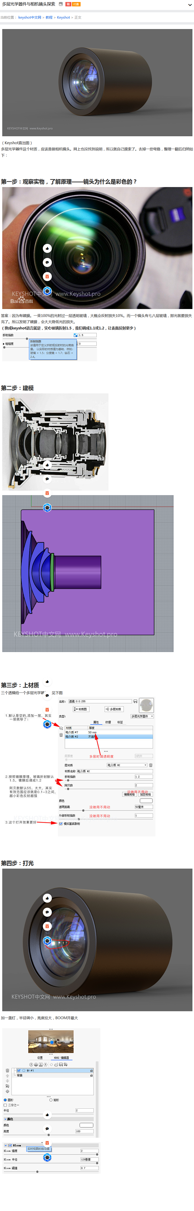 镜头渲染-多层光学器件与相机镜头探索