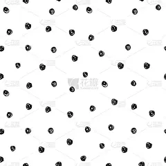 矢量插图手绘无缝模式。白色背景上孤立的黑点。