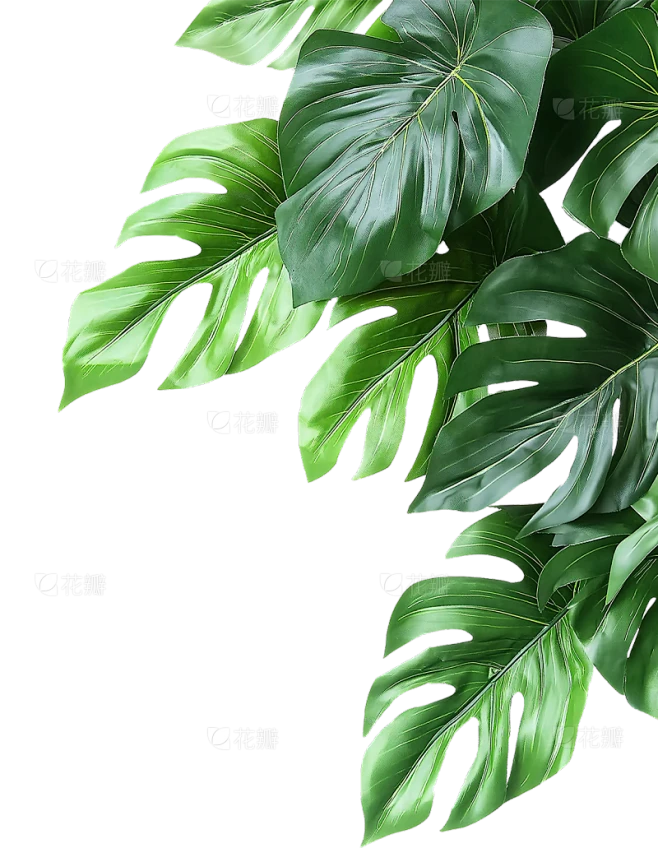 植物系列写实植物侧边框素材-花瓣网