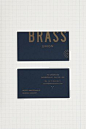 Logo and metallic ink business cards for Somerville pub and cocktail bar Brass Union designed by Oat