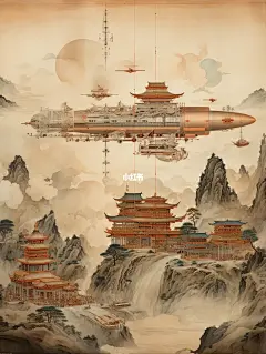AI国风宇宙｜星际江湖系列—木构基地装备1