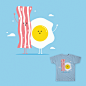 培根和煎蛋可爱T恤设计 | 「T恤啦」
