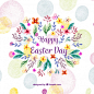 Happy easter day background in watercolor style Free Vector