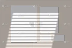 矢量模拟的白色空白垂直纸和卡片。阴影覆盖的效果。透明柔和的光线和窗户的阴影。透明窗影和自然闪电模型。