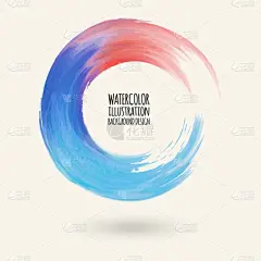 水彩蓝色纹理。白色背景上的墨迹圆形描边。简单的风格。垃圾圈污渍的矢量图解.