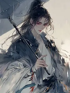 相遇在雨天｜古风男生插画封面｜A201 - 小红书