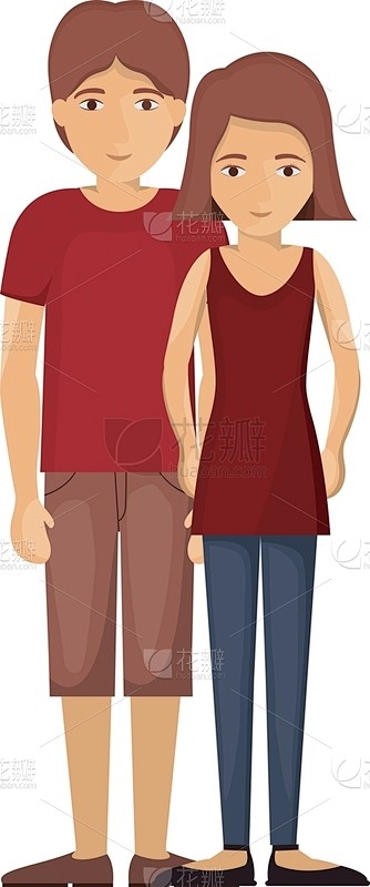 分离着色伴侣设计师动画片家庭男人女人概念自然美庆祝