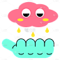 扁平卡通手势表情贴纸-SVG-下雨