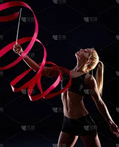 女性,创造力,舞者,缎带,艺术体操,发辫,活力,暗色,运动