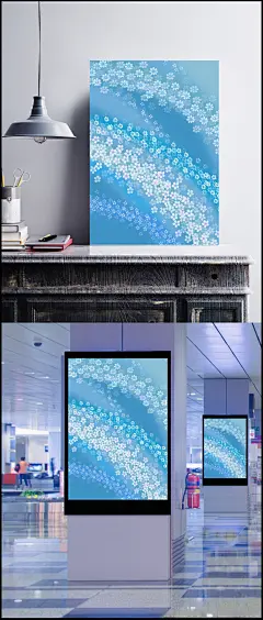 科幻蓝色小花底纹花纹素材