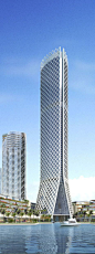 Tameer Commercial Tower, Al Reem Island, Abu Dhabi, UAE designed by Gensler Architects :: 74 floors, height 300 m :: on hold: 
