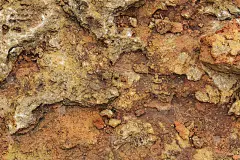 岩石，层状结构，暖棕色，黄色，红色阴影。