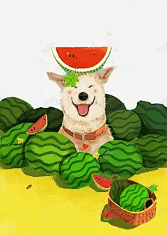吃西瓜的柴犬 元素 免抠png 设计图片 免费下载 页面网页 平面电商 创意素材