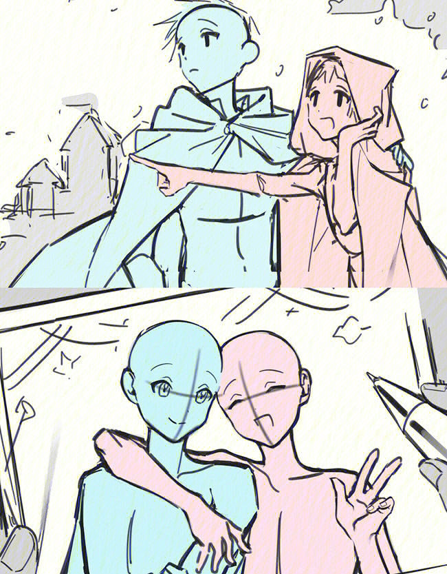 多人剧情分镜参考
双人人模#Q版#参考#...