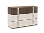 Wooden chest of drawers with leather details PR.104.1 by Stella del Mobile