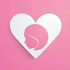 【新提醒】三八妇女节贺卡或海报的粉红色背景女孩心的形状设计和插画设计 - 节日素材 - 七米设计 - WWW.7MSJ.COM