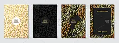 封面设计。现代时尚的背景，金色grunge纹理，垂直模板。几何浮雕3D图案。