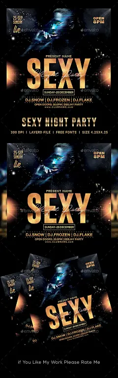 性感的夜间派对海报模板 Sexy Night Party Flyer [psd]