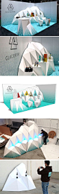 Cardboard booth designed for Glacierfire by Cartonlab studio. White finished cardboard with digital printing.