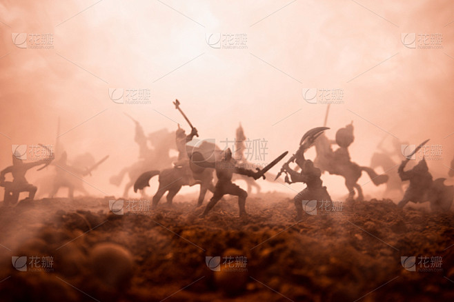 骑军,雾,中世纪时代,勇士,在之间,接力...