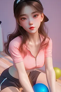 AI数字艺术CG风健身运动人物插画