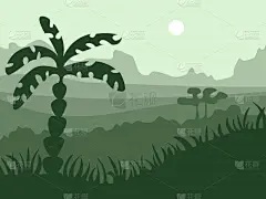 沙漠,全景,南美大草原,背景,卡通,热,曙暮光,野生动物,植物群,远征