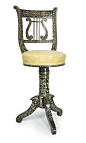 A Regency penwork decorated piano stool circa 1810.: 