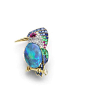 A gem-set and diamond kingfisher brooch, by Cartier,: 