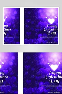 紫红色爱心情人节贺卡矢量元素