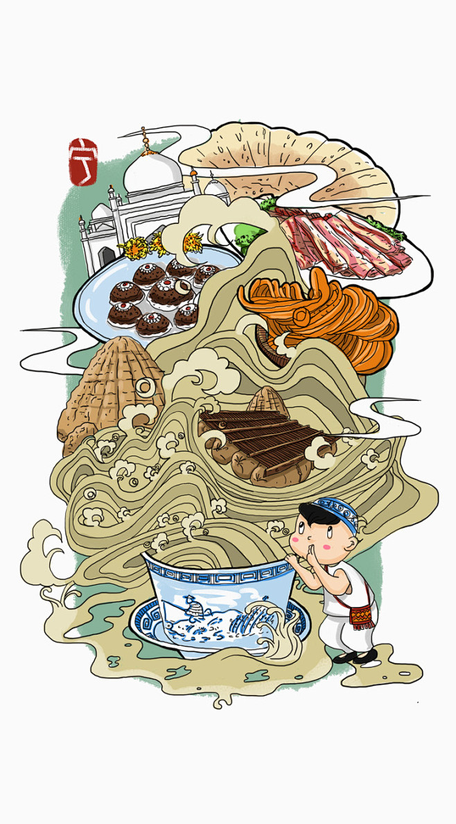 黄河美食插画——宁地美食