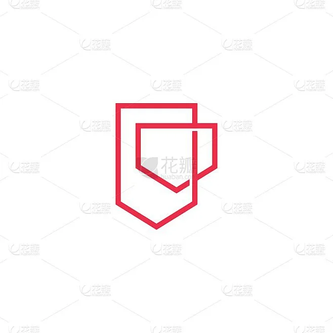 geometric shield vector icon illustration line out素材-花瓣网