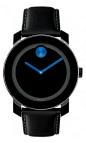 Movado Bold Medium Black Watch With Blue Dot