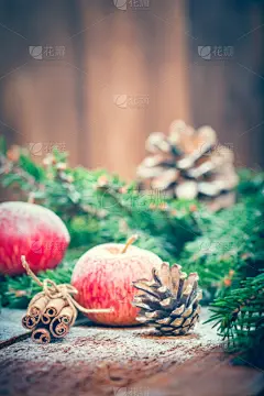 贺卡,垂直画幅,褐色,木制,水果,雪,无人,散焦,香料