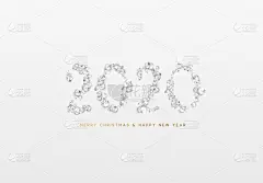 2020,新年前夕,文字,宝石,明亮,人造钻石,银色,白色,请柬,贺卡