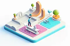 扁平风体育场简约运动插画