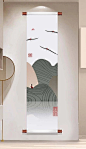 中式极简水墨山峦佛道卷轴玄关国潮装饰画