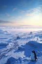 AI数字艺术冬季南极企鹅动物背景摄影图-众图网