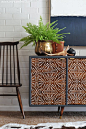 DIY Painted Pattern Furniture Makeover with Furniture Stencils - Decorated Custom Wood Cabinet Doors - Modern Mid Century - Tribal Batik Design - Royal Design Studio Stencils