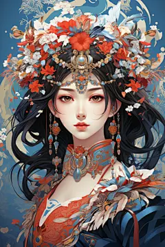 国粹花旦插画形象