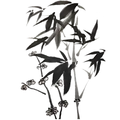 水墨山水中国风古风黑白竹子风景节节高山水墨竹绿色手绘竹子