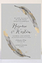 Dipped feathers wedding invitation from Minted. <a href="http://www.minted.com/product/foil-pressed-wedding-invitations/MIN-OY6-IFS/dipped-feathers?org=photo" rel="nofollow" target="_blank">www.minted.com/...</a>