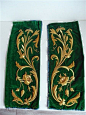 2  ANTIQUE FRENCH STUMPWORK GOLD METALLIC EMBROIDERY  19TH-CENTURY: 